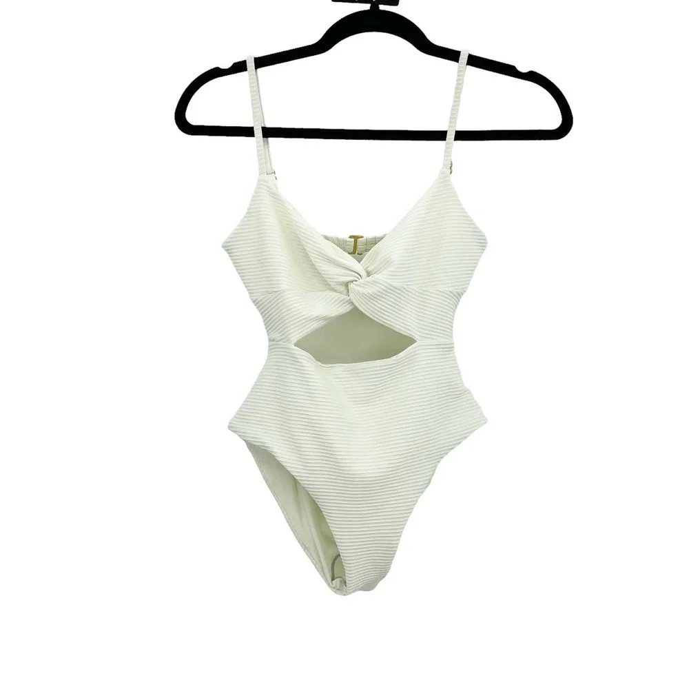 L*SPACE Kyslee One Piece Bodysuit Unpadded in Cream Size S NWT